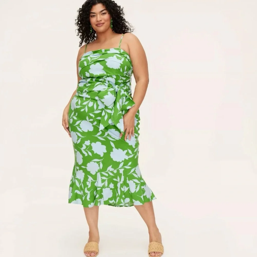 Kate Spade x Target Rose Floral Linen Fit Flare Midi Skirt & Ruched Top Set 2X
